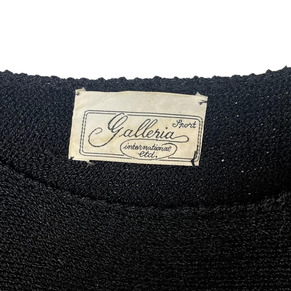 Vintage 80s Womens (L) Black‎ Knit Batwing Sweater Leather Applique Mobwife - Picture 6 of 7